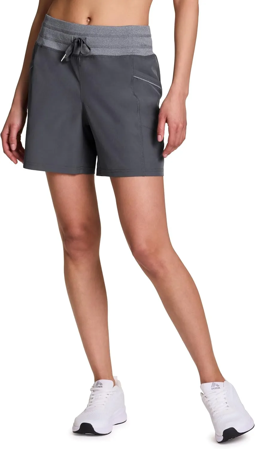 RBX Woven Short for Women, Knit Waistband Quick Drying Walking Short with Pockets for Everyday Wear, Workouts, Hiking