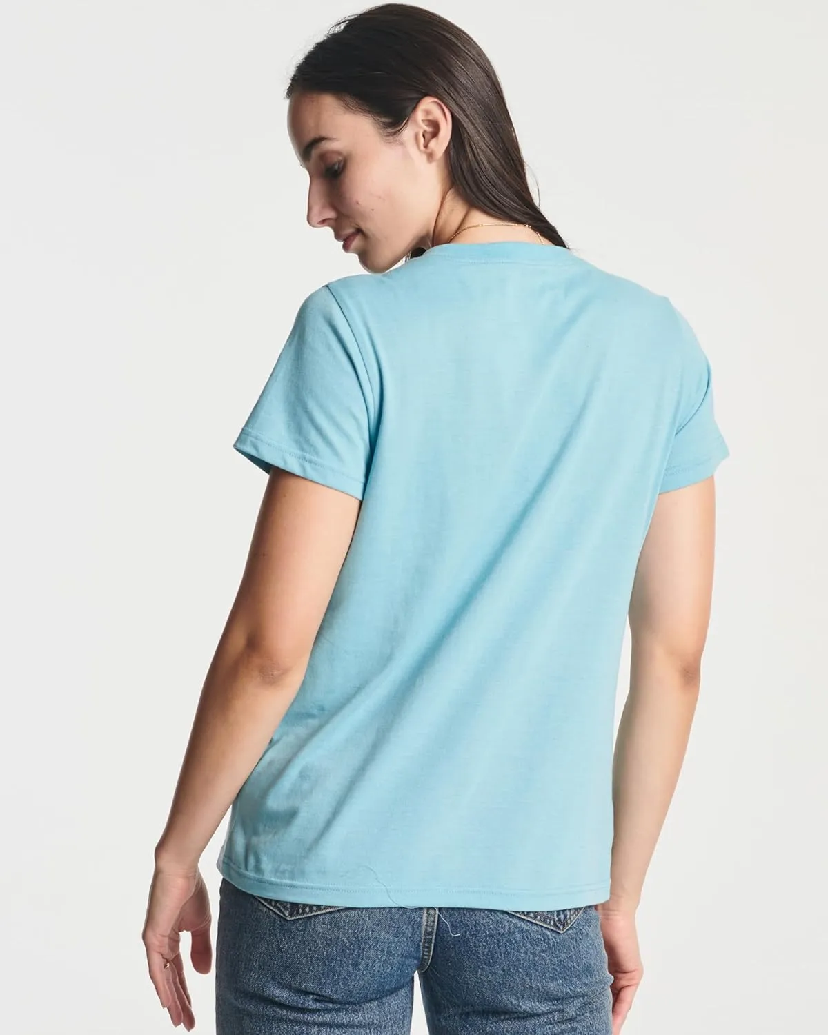 Real Essentials 4 Pack: Women's Classic-Fit Cotton Short-Sleeve V-Neck T-Shirt (Available in Plus Size)