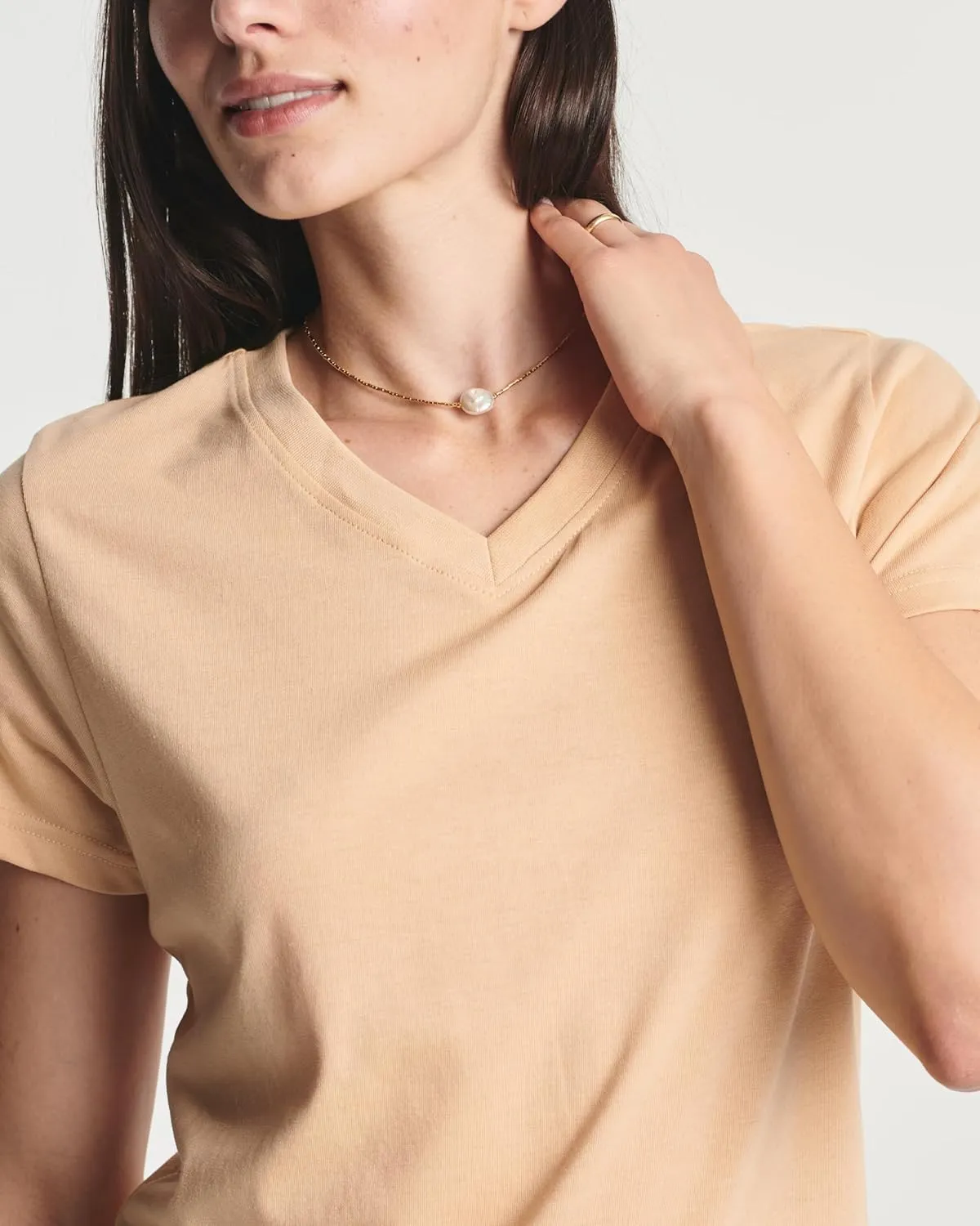 Real Essentials 4 Pack: Women's Classic-Fit Cotton Short-Sleeve V-Neck T-Shirt (Available in Plus Size)