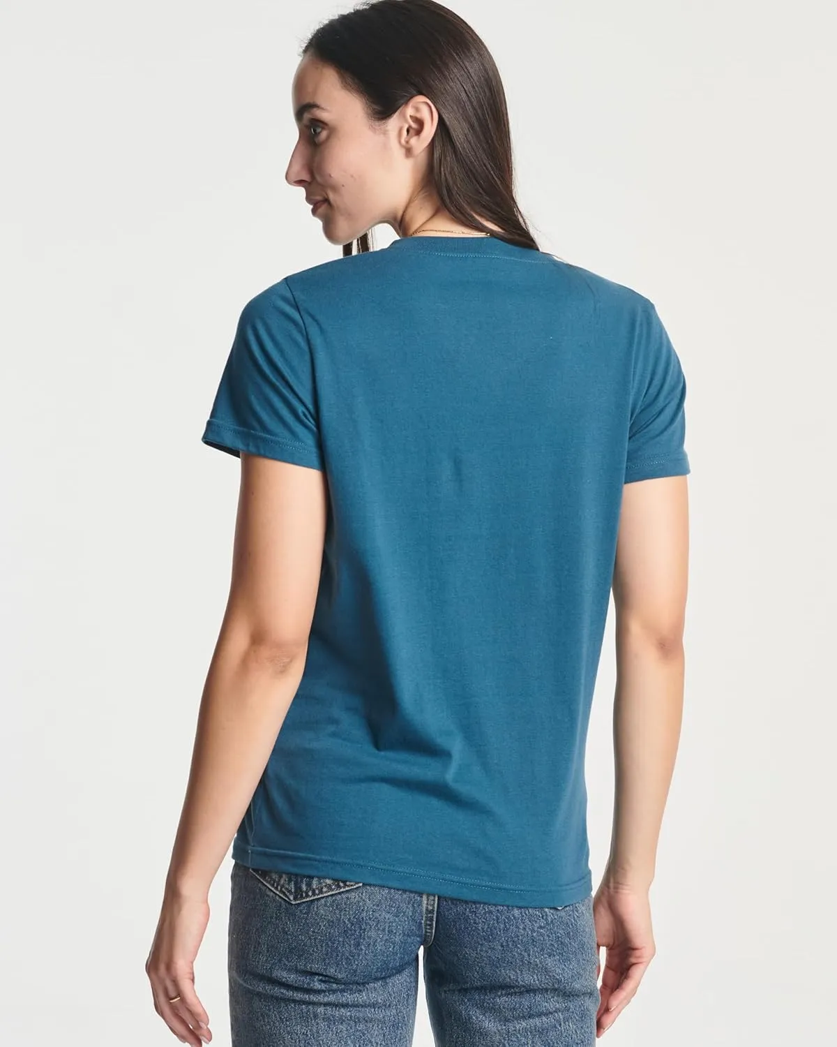 Real Essentials 4 Pack: Women's Classic-Fit Cotton Short-Sleeve V-Neck T-Shirt (Available in Plus Size)