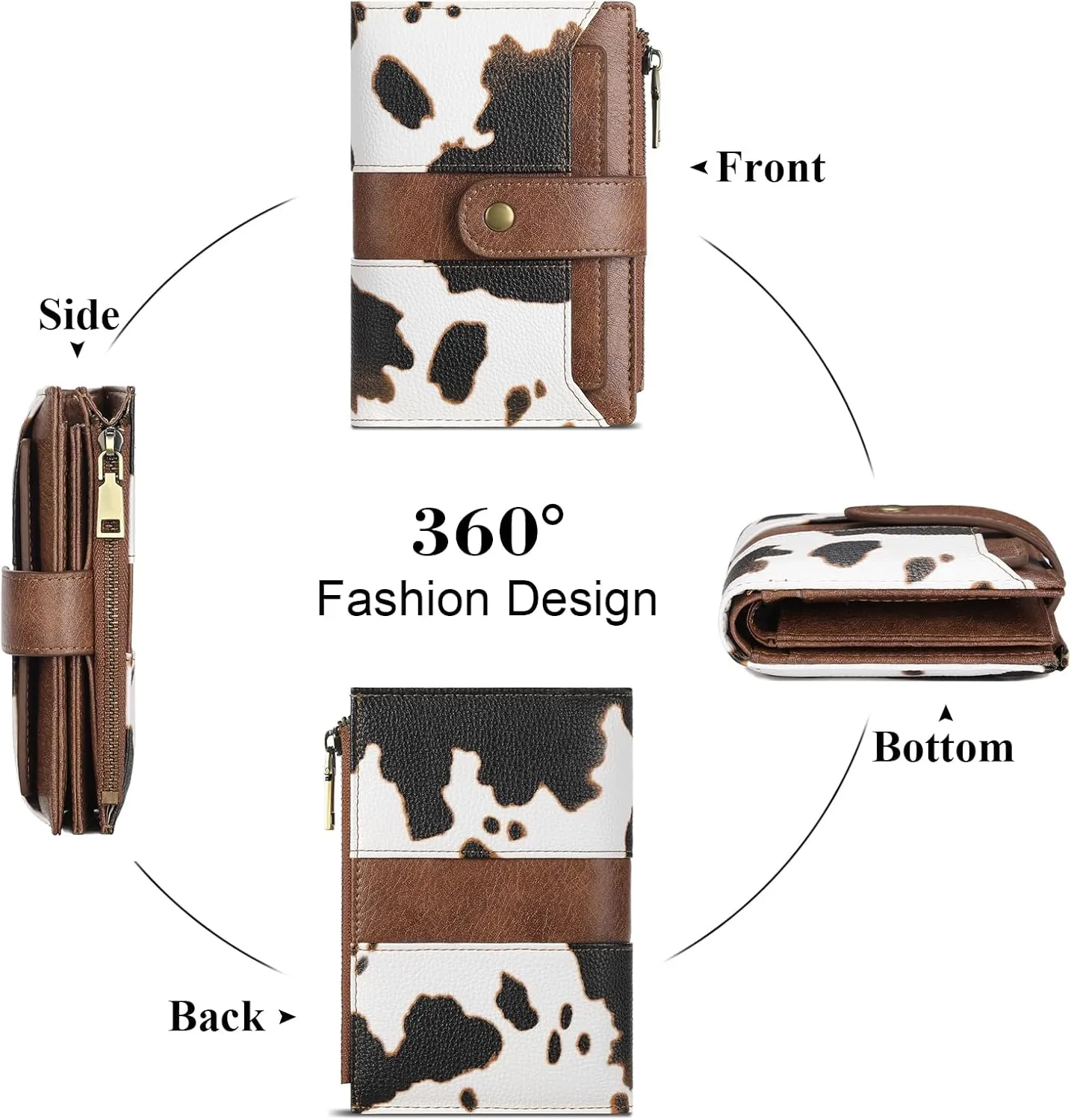 SENDEFN Small Wallets for Women Leather Bifold Compact RFID Blocking with ID Window