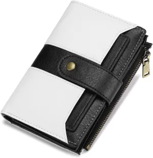 SENDEFN Small Wallets for Women Leather Bifold Compact RFID Blocking with ID Window