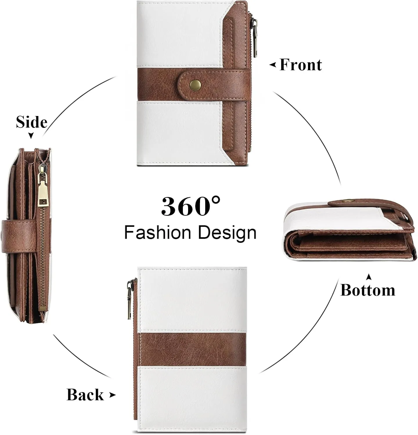 SENDEFN Small Wallets for Women Leather Bifold Compact RFID Blocking with ID Window