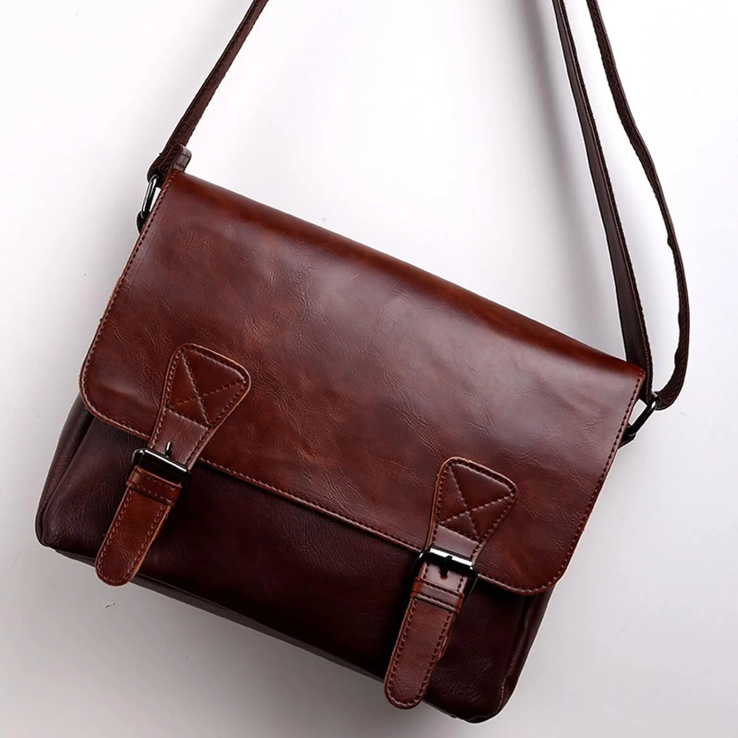 Shoulder Bags Single Shoulder Bag Leather Retro Briefcase Crossbody Bags Messenger Bags for Men Luxury Bag(Black)