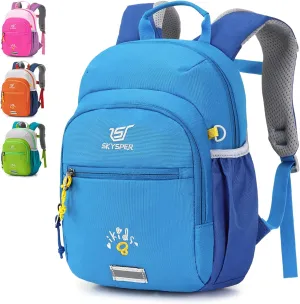 SKYSPER Toddler Backpack for Girls Boys Age 2-8, Cute Small Kids Backpack for Preschool Kindergarten and Travel, Blue