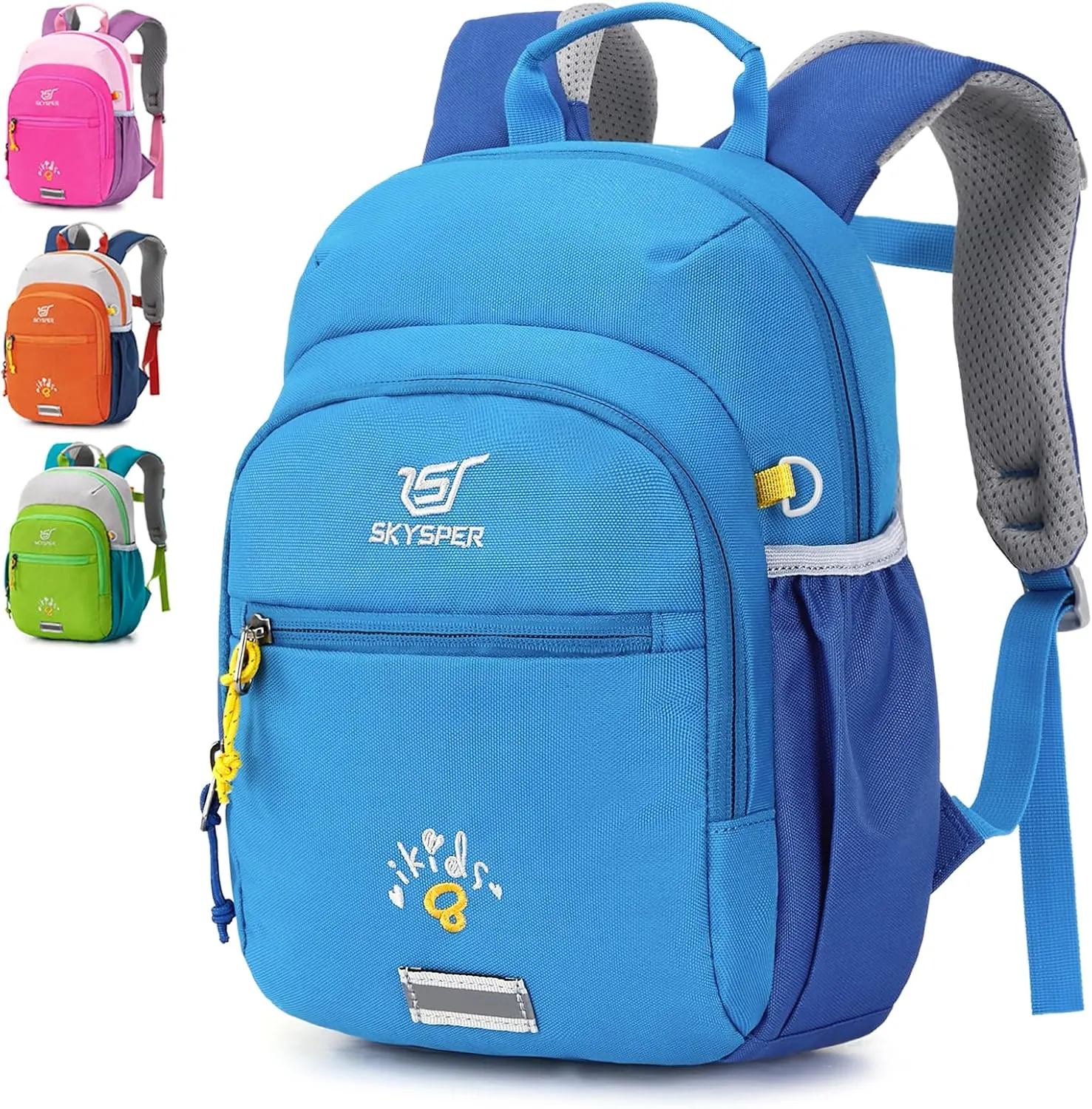 SKYSPER Toddler Backpack for Girls Boys Age 2-8, Cute Small Kids Backpack for Preschool Kindergarten and Travel, Blue