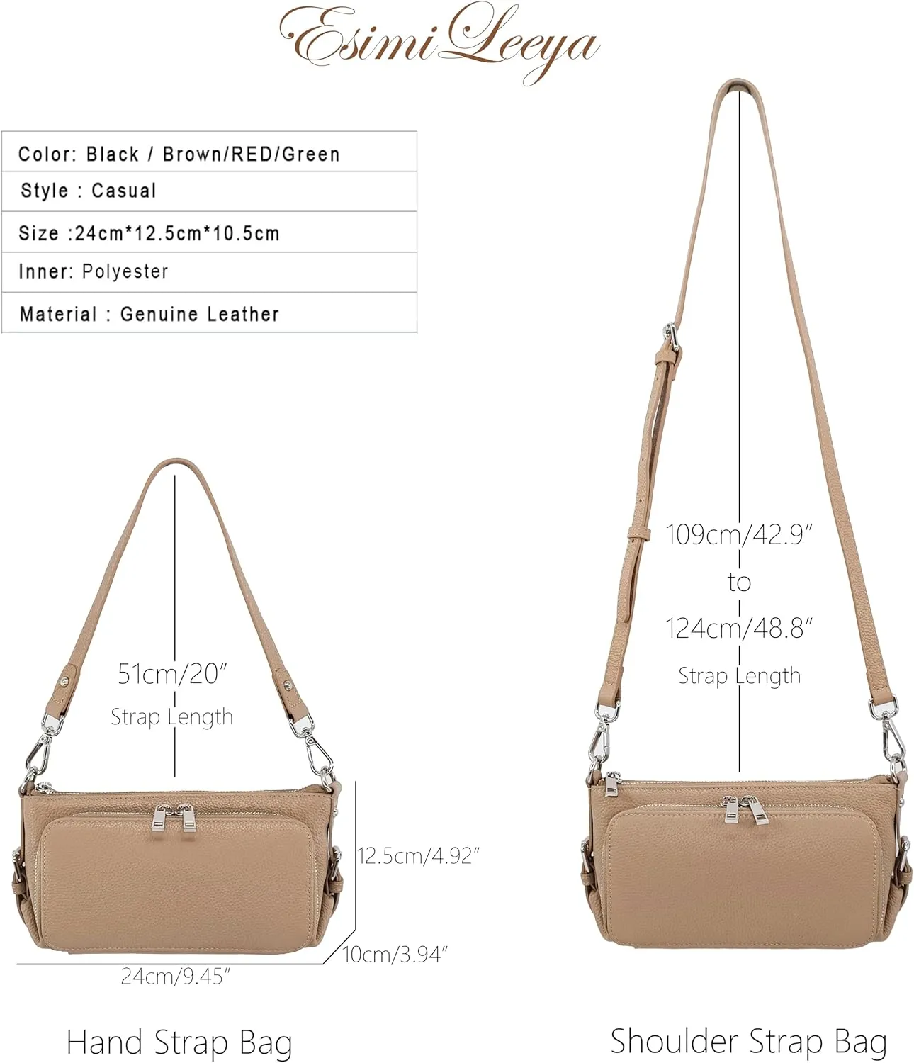 Small Compact Genuine Leather Crossbody Bag for Women Real Leather Purses for Women with Shoulder and Hand Strap