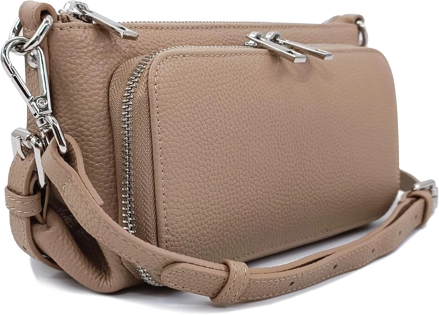 Small Compact Genuine Leather Crossbody Bag for Women Real Leather Purses for Women with Shoulder and Hand Strap