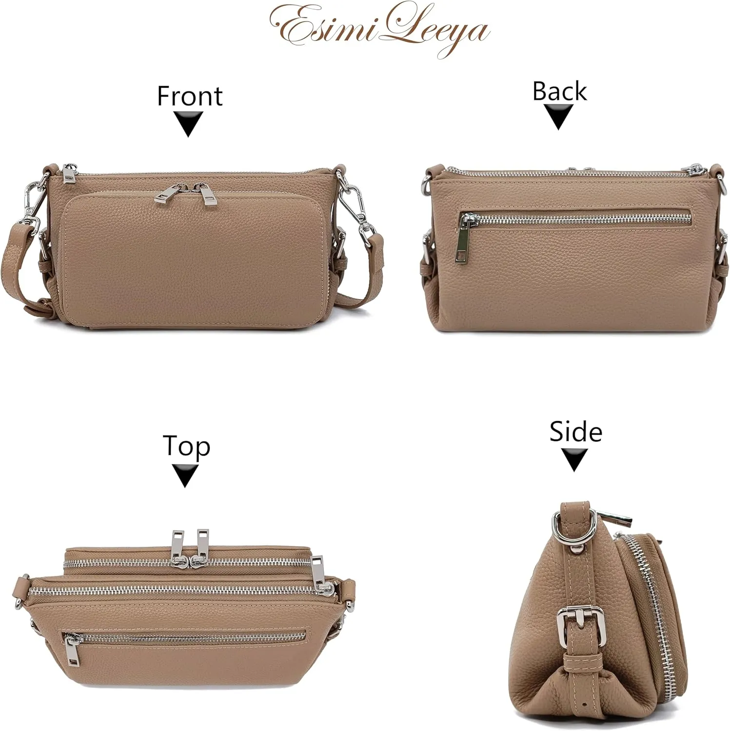 Small Compact Genuine Leather Crossbody Bag for Women Real Leather Purses for Women with Shoulder and Hand Strap