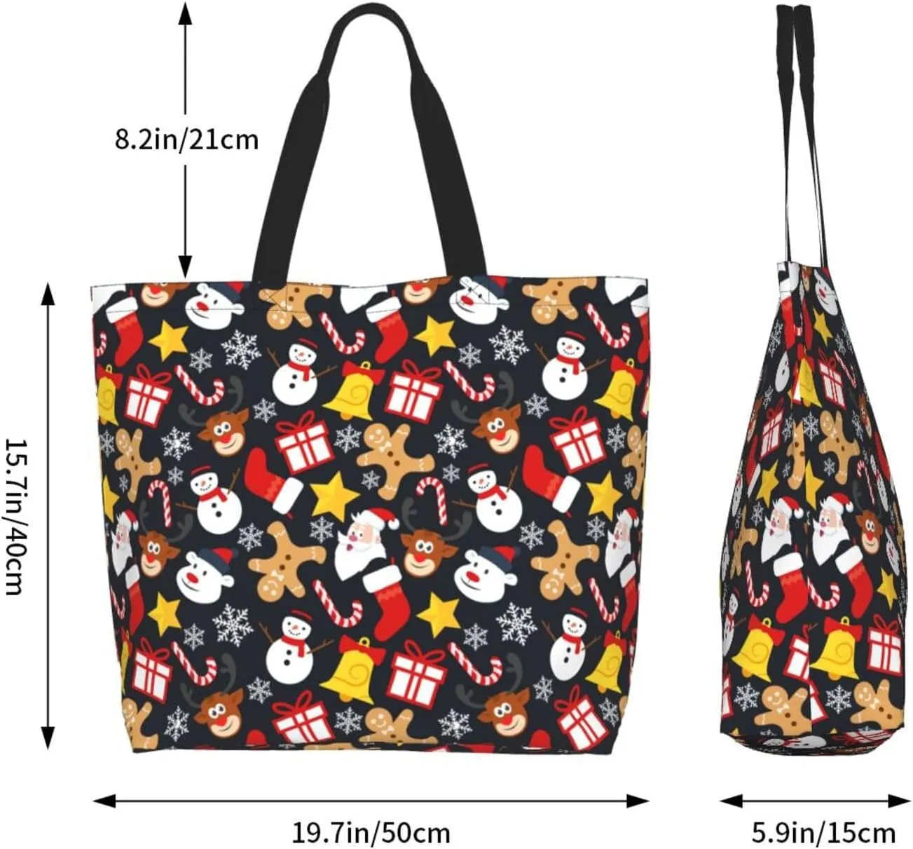 Snowflakes Christmas Gingerbread Man Women's Tote Bag Large Capacity Single Shoulder Bags Handbag for Shopping Work
