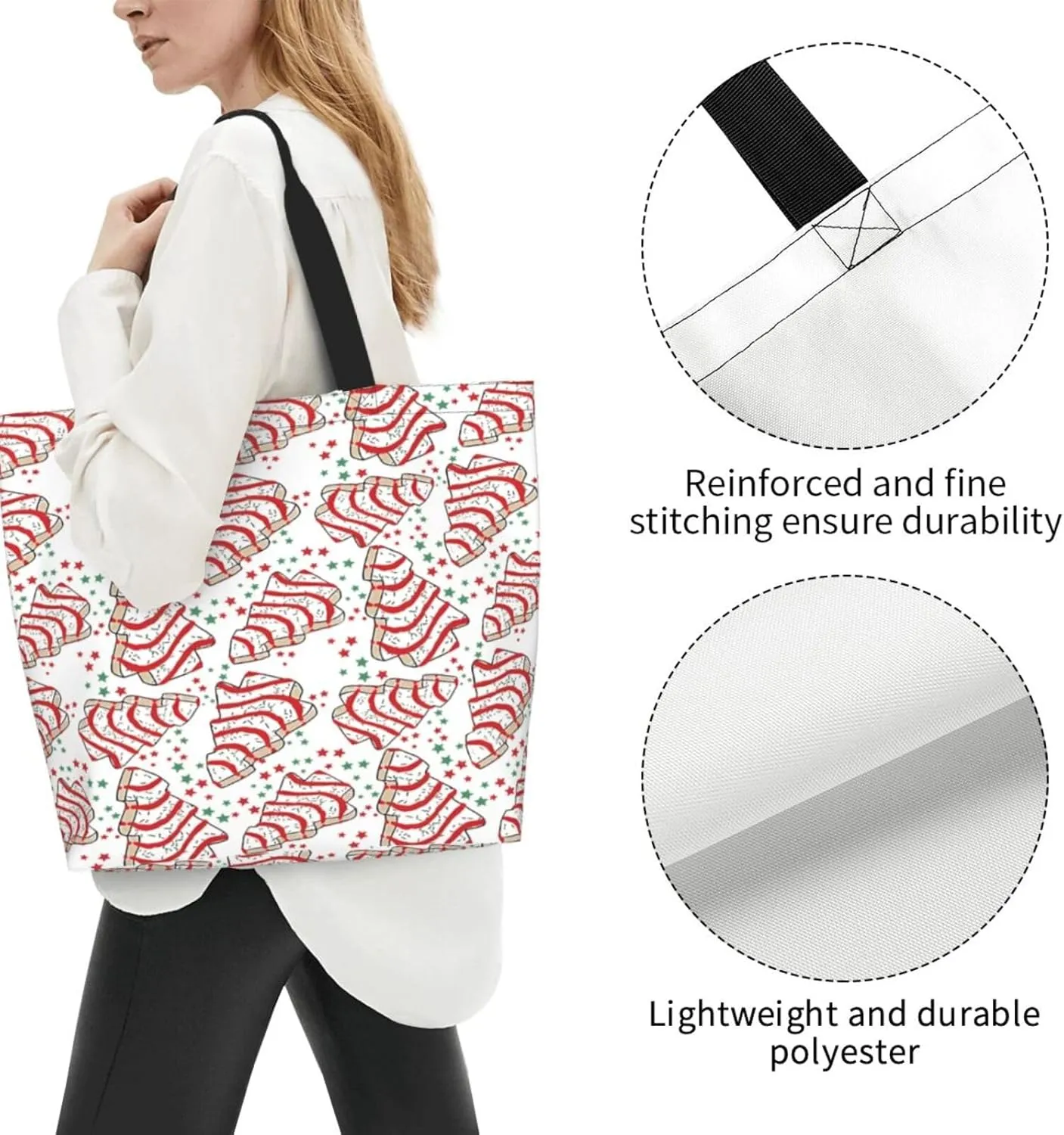 Snowflakes Christmas Gingerbread Man Women's Tote Bag Large Capacity Single Shoulder Bags Handbag for Shopping Work