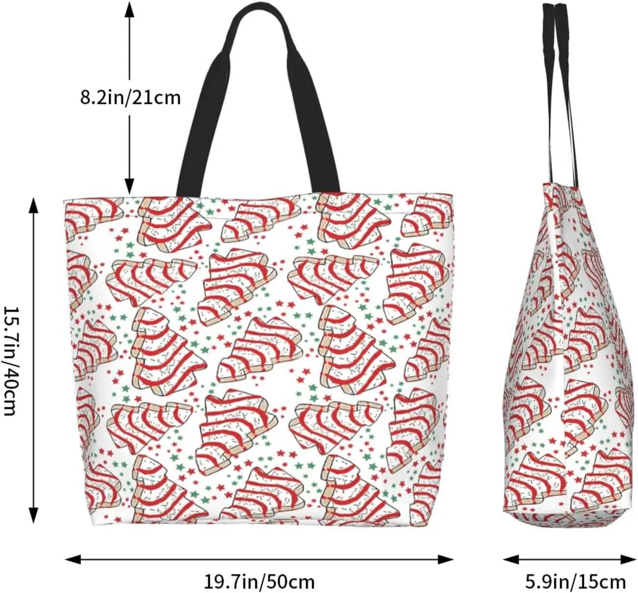 Snowflakes Christmas Gingerbread Man Women's Tote Bag Large Capacity Single Shoulder Bags Handbag for Shopping Work