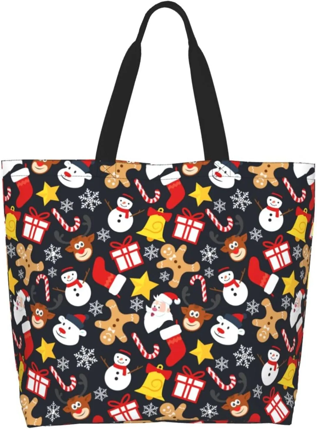 Snowflakes Christmas Gingerbread Man Women's Tote Bag Large Capacity Single Shoulder Bags Handbag for Shopping Work