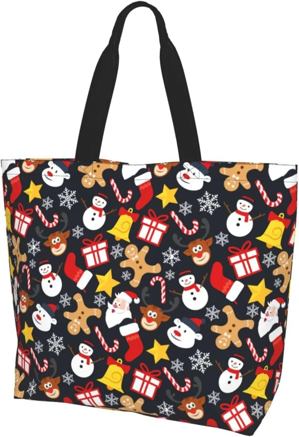 Snowflakes Christmas Gingerbread Man Women's Tote Bag Large Capacity Single Shoulder Bags Handbag for Shopping Work