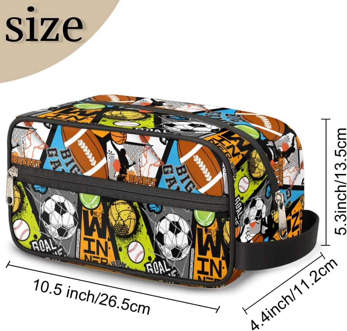 Soccer Football Travel Toiletry Bag for Boys, Waterproof Shaving Bag for Men, Hanging Dopp Kit with Large Capacity for Travel,Sports Shower