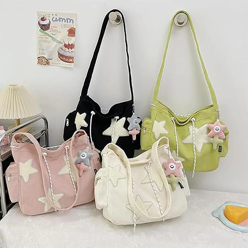 Solarix Crossbody Bag, Solarix Bag, Y2k Star Tote Hobo Bag, Large Capacity Corduroy, Fashionable Versatile Commuting Cute Bag