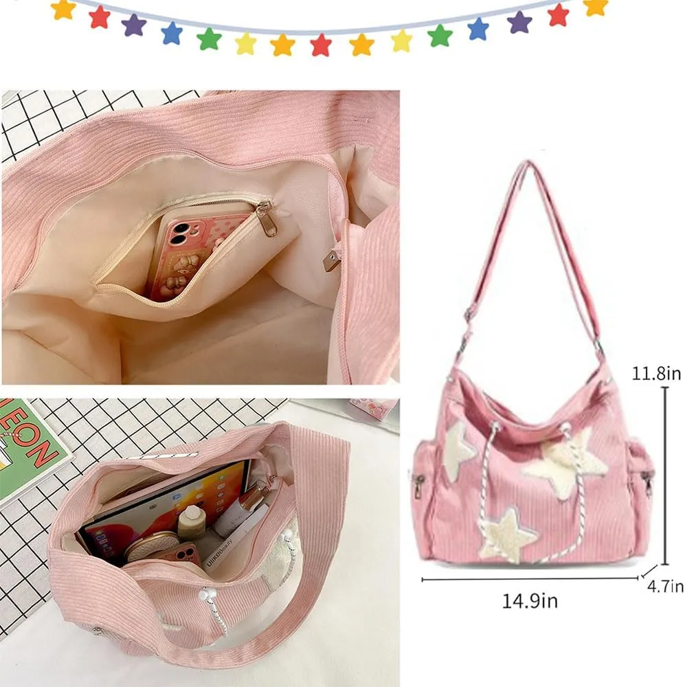 Solarix Crossbody Bag, Solarix Bag, Y2k Star Tote Hobo Bag, Large Capacity Corduroy, Fashionable Versatile Commuting Cute Bag