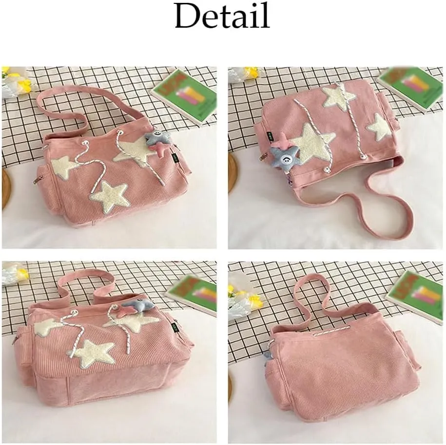 Solarix Crossbody Bag, Solarix Bag, Y2k Star Tote Hobo Bag, Large Capacity Corduroy, Fashionable Versatile Commuting Cute Bag