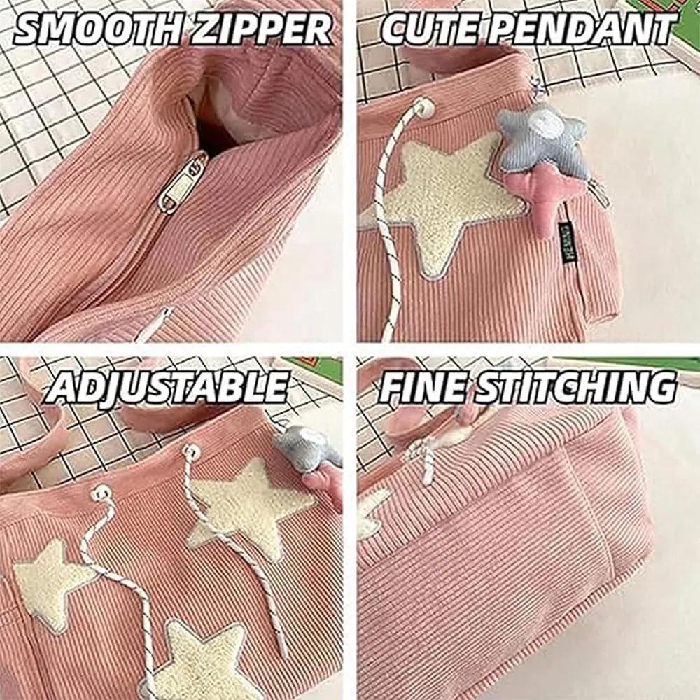 Solarix Crossbody Bag, Solarix Bag, Y2k Star Tote Hobo Bag, Large Capacity Corduroy, Fashionable Versatile Commuting Cute Bag