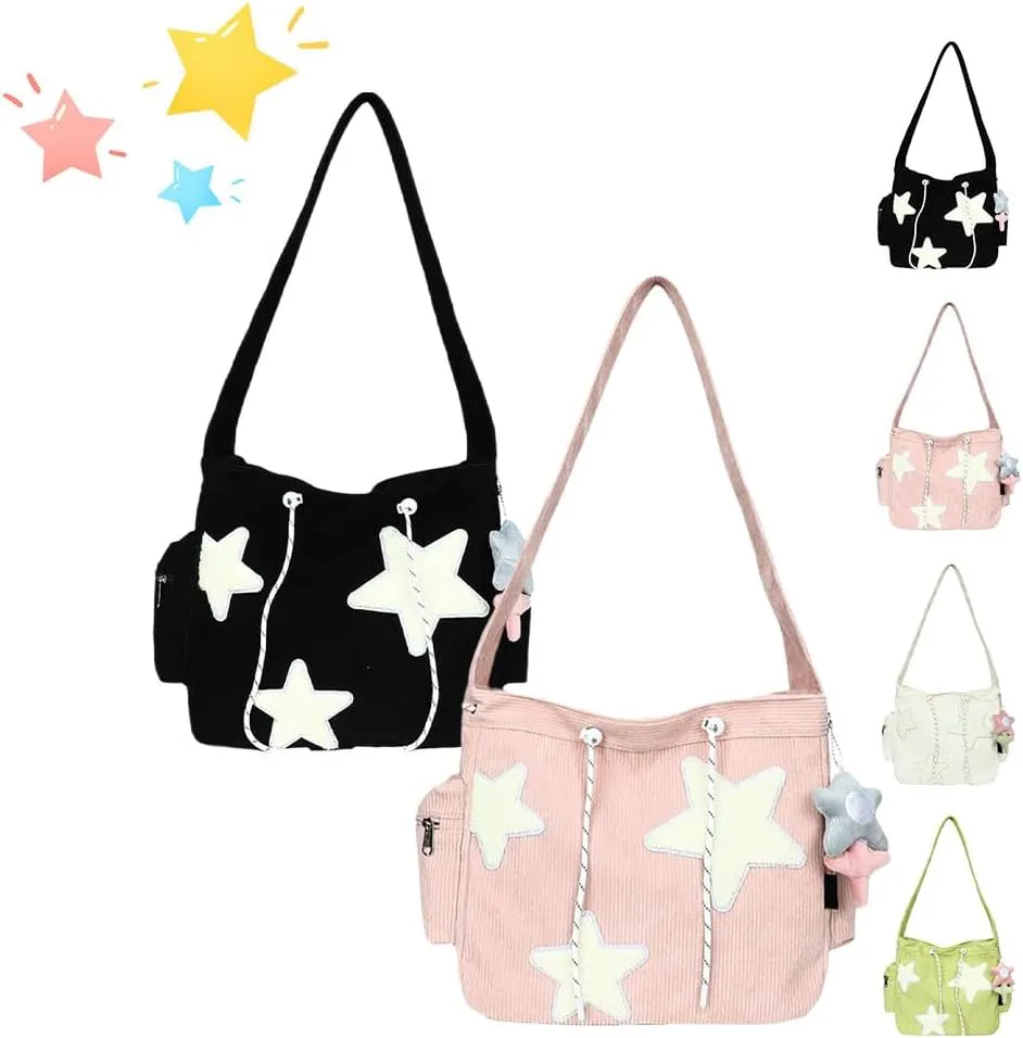Solarix Crossbody Bag, Solarix Bag, Y2k Star Tote Hobo Bag, Large Capacity Corduroy, Fashionable Versatile Commuting Cute Bag