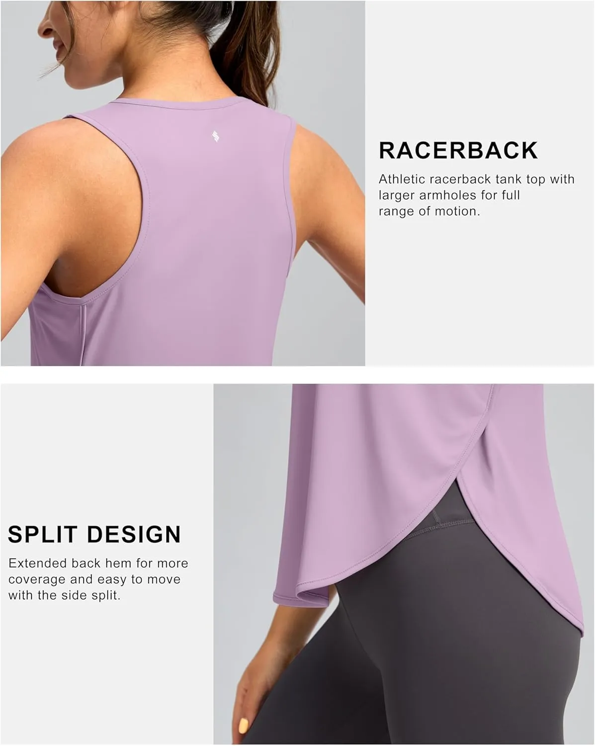 Soothfeel Women's Workout Tank Tops Racerback Sleeveless Running Tennis Shirt Loose Fit Sports Gym Exercise Yoga Athletic Top