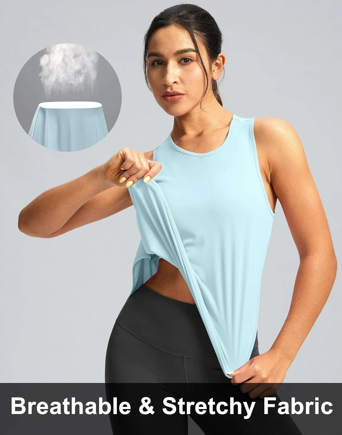 Soothfeel Women's Workout Tank Tops Racerback Sleeveless Running Tennis Shirt Loose Fit Sports Gym Exercise Yoga Athletic Top