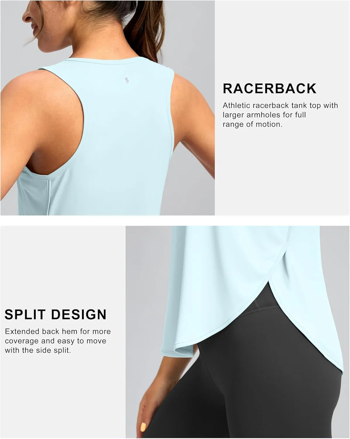 Soothfeel Women's Workout Tank Tops Racerback Sleeveless Running Tennis Shirt Loose Fit Sports Gym Exercise Yoga Athletic Top