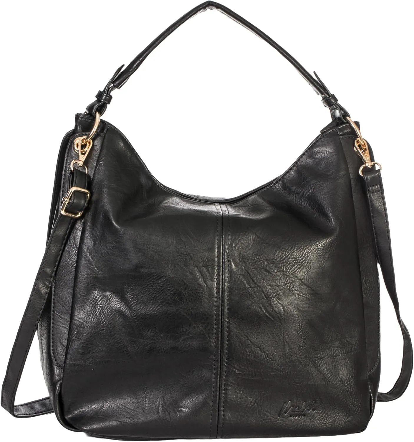 Spacious Vegan Leather Slouch Shoulder Bag for Women  Large Everyday Tote with Compartments & Zip Top  Trinity