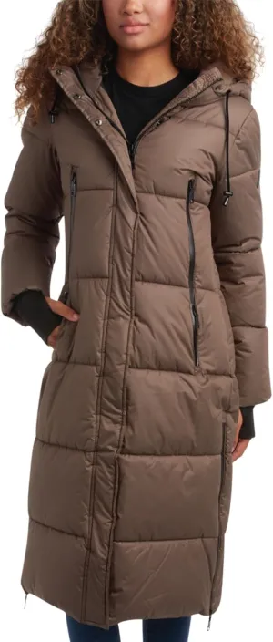 Steve Madden Women's Maxi Puffer Jacket - Heavyweight Insulated Long Winter Coat with Hood and Weatherproof Zippers (S-XL)