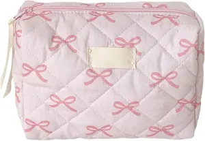 Storage BagsBowknot Print Cosmetic Bag for Women Fashionable Toiletry Organiser Spacious Zippered Makeup Holder for Daily Use