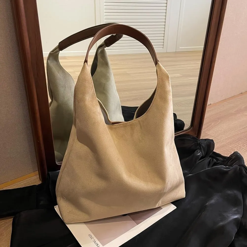 Suede Hobo Bag for Women 2025 - Slouchy Shoulder Tote Handbag with Spacious Compartments