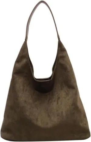 Suede Hobo Bag for Women 2025 - Slouchy Shoulder Tote Handbag with Spacious Compartments