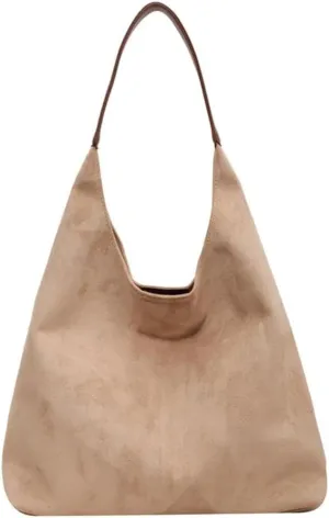 Suede Hobo Bag for Women 2025 - Slouchy Shoulder Tote Handbag with Spacious Compartments
