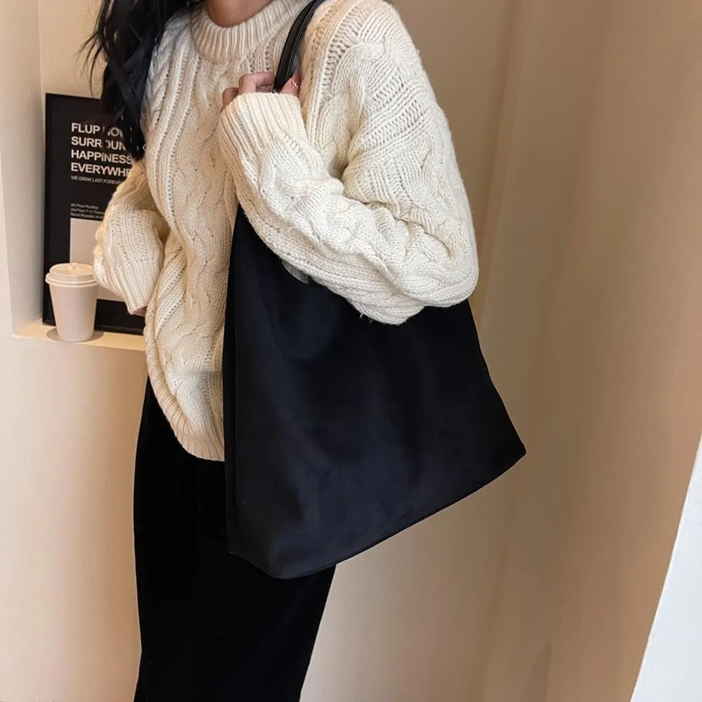 Suede Hobo Bag for Women 2025 - Slouchy Shoulder Tote Handbag with Spacious Compartments