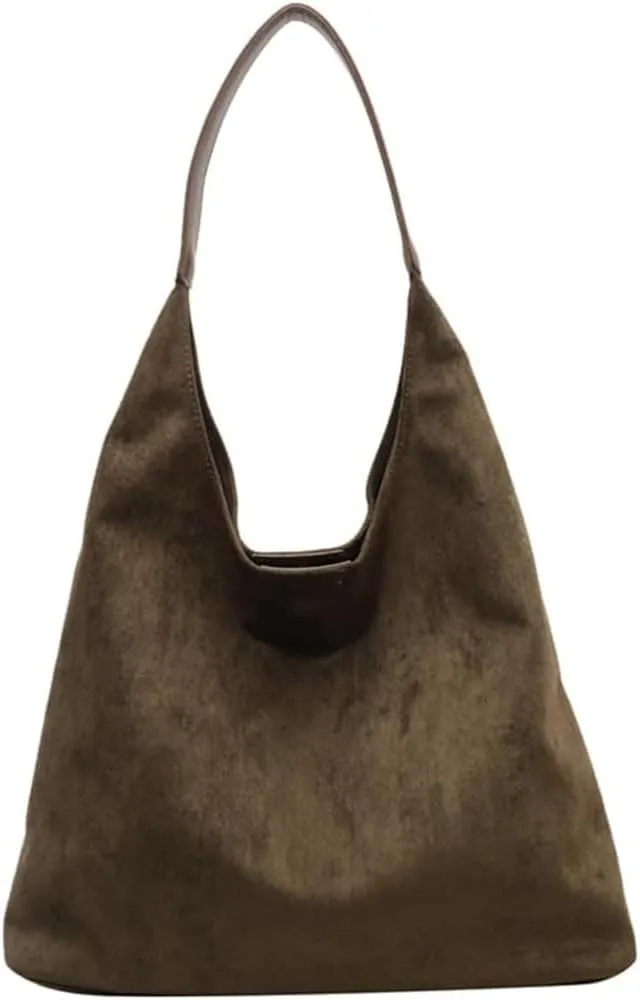 Suede Hobo Bag for Women 2025 - Slouchy Shoulder Tote Handbag with Spacious Compartments