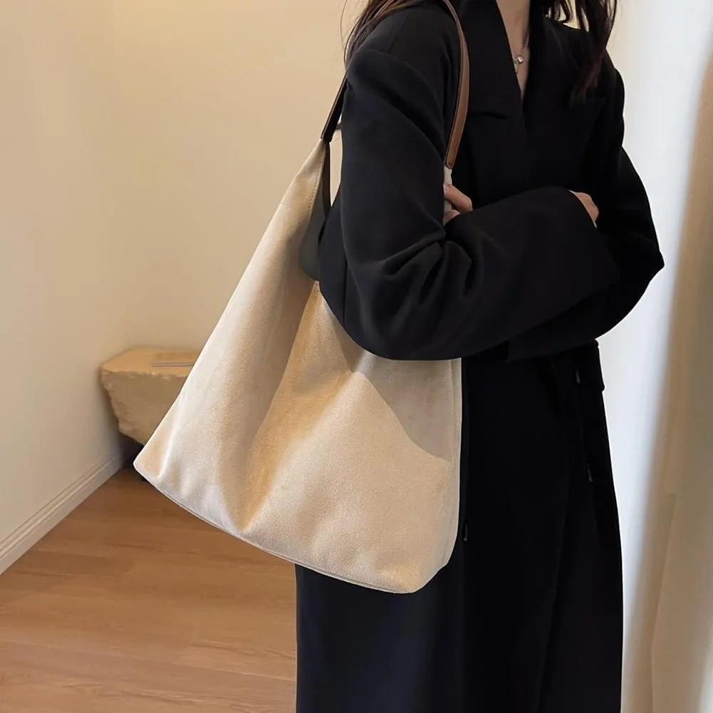 Suede Hobo Bag for Women 2025 - Slouchy Shoulder Tote Handbag with Spacious Compartments
