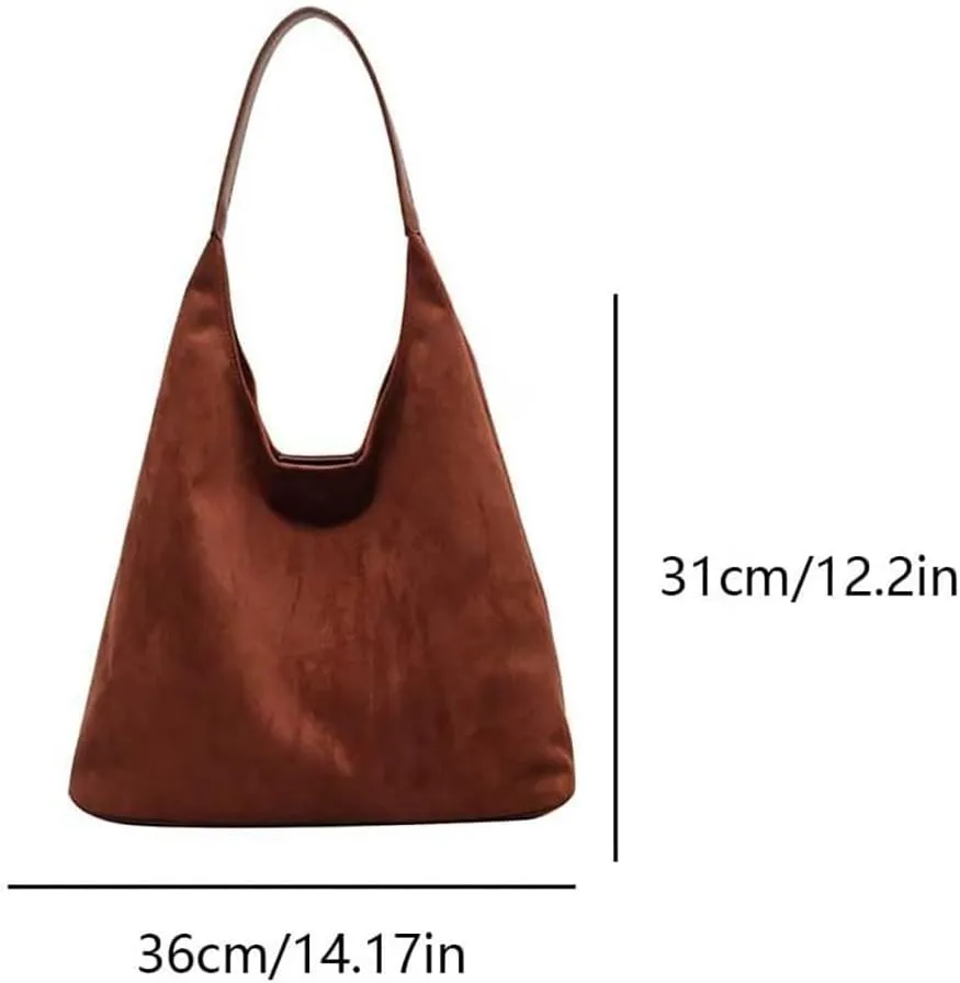 Suede Hobo Bag for Women 2025 - Slouchy Shoulder Tote Handbag with Spacious Compartments