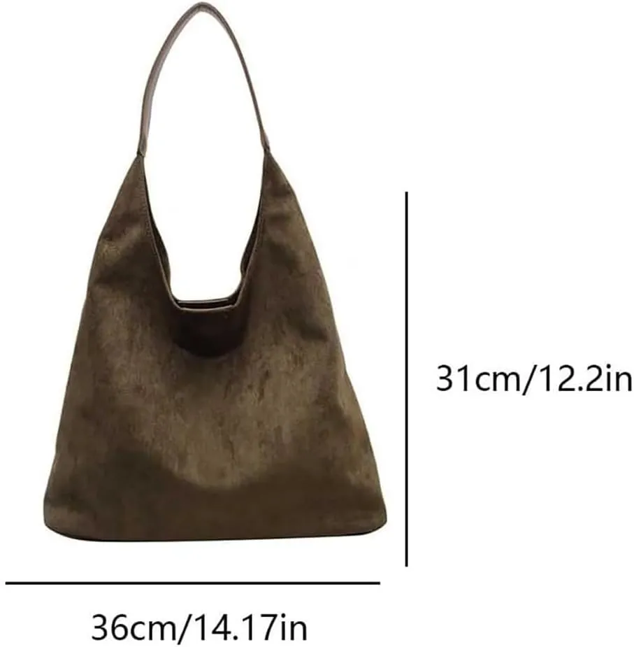 Suede Hobo Bag for Women 2025 - Slouchy Shoulder Tote Handbag with Spacious Compartments