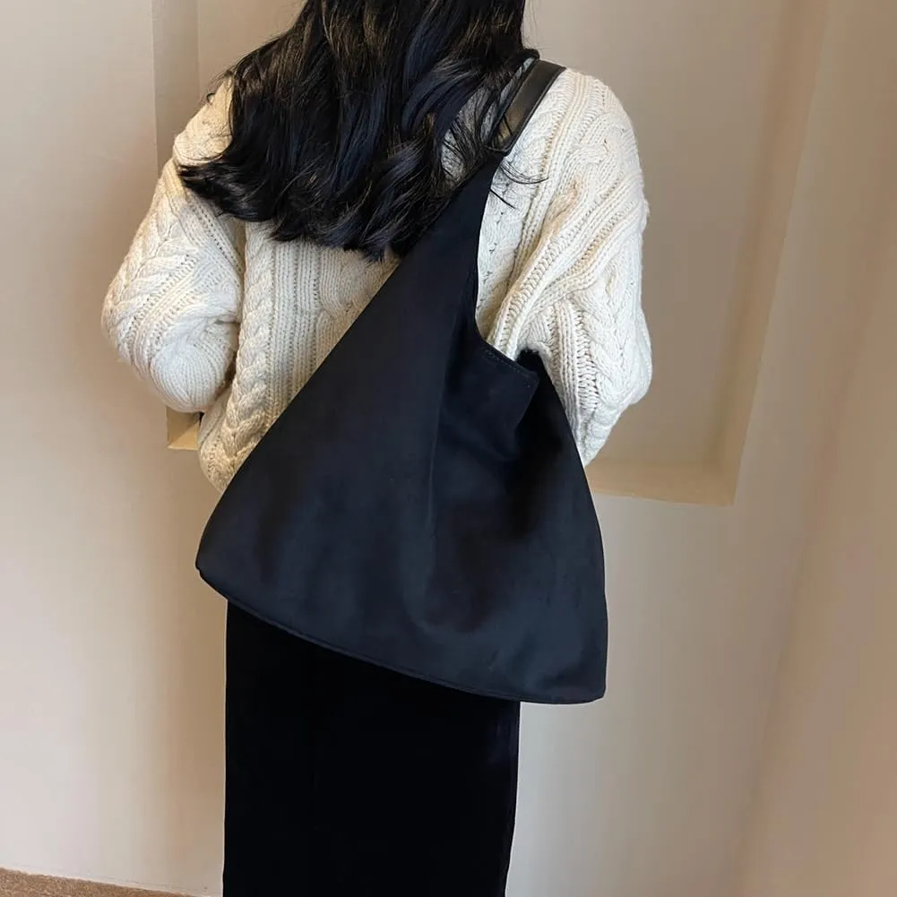 Suede Hobo Bag for Women 2025 - Slouchy Shoulder Tote Handbag with Spacious Compartments