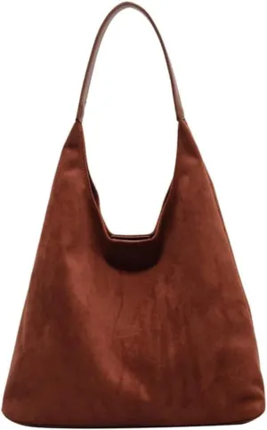 Suede Hobo Bag for Women 2025 - Slouchy Shoulder Tote Handbag with Spacious Compartments