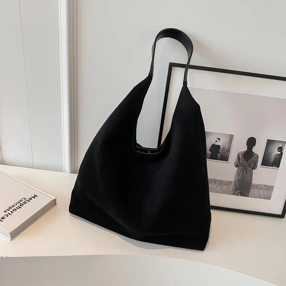 Suede Hobo Bag for Women 2025 - Slouchy Shoulder Tote Handbag with Spacious Compartments