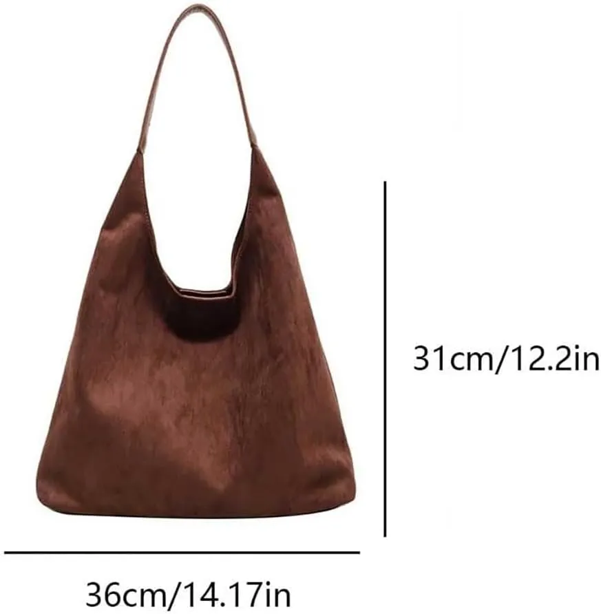 Suede Hobo Bag for Women 2025 - Slouchy Shoulder Tote Handbag with Spacious Compartments