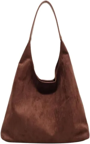 Suede Hobo Bag for Women 2025 - Slouchy Shoulder Tote Handbag with Spacious Compartments