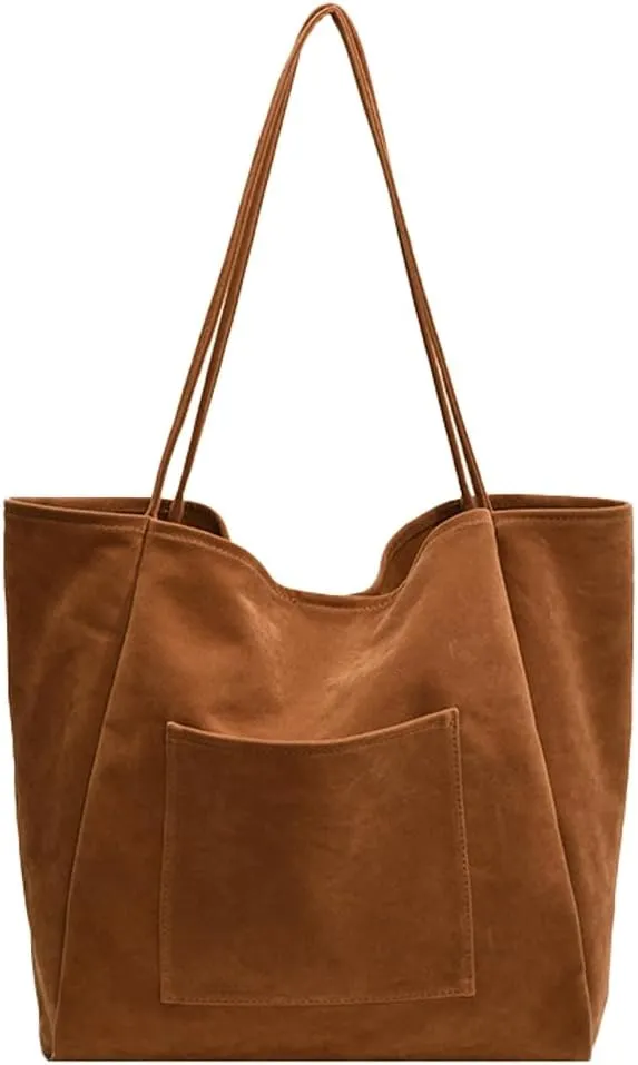 Suede Tote Bag for Women Slouchy Shoulder Bags Suede Bag Shoulder Handbag Leather Shoulder Bags Trendy Tote Bag Purse Bags