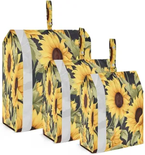 Sunflowers Black Packing Cubes for Travel 3 Set Travel Bags Organizer Suitcase Organizer Bags Set for Travel