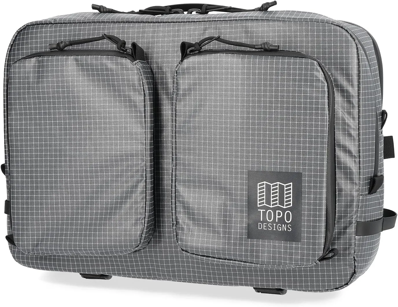Topo Designs Apex Global Briefcase  Nylon Ripstop Fabric, Weatherproof Commuting Travel Pack with Oversized Zips, Made with 100% Recycled Materials (Black)