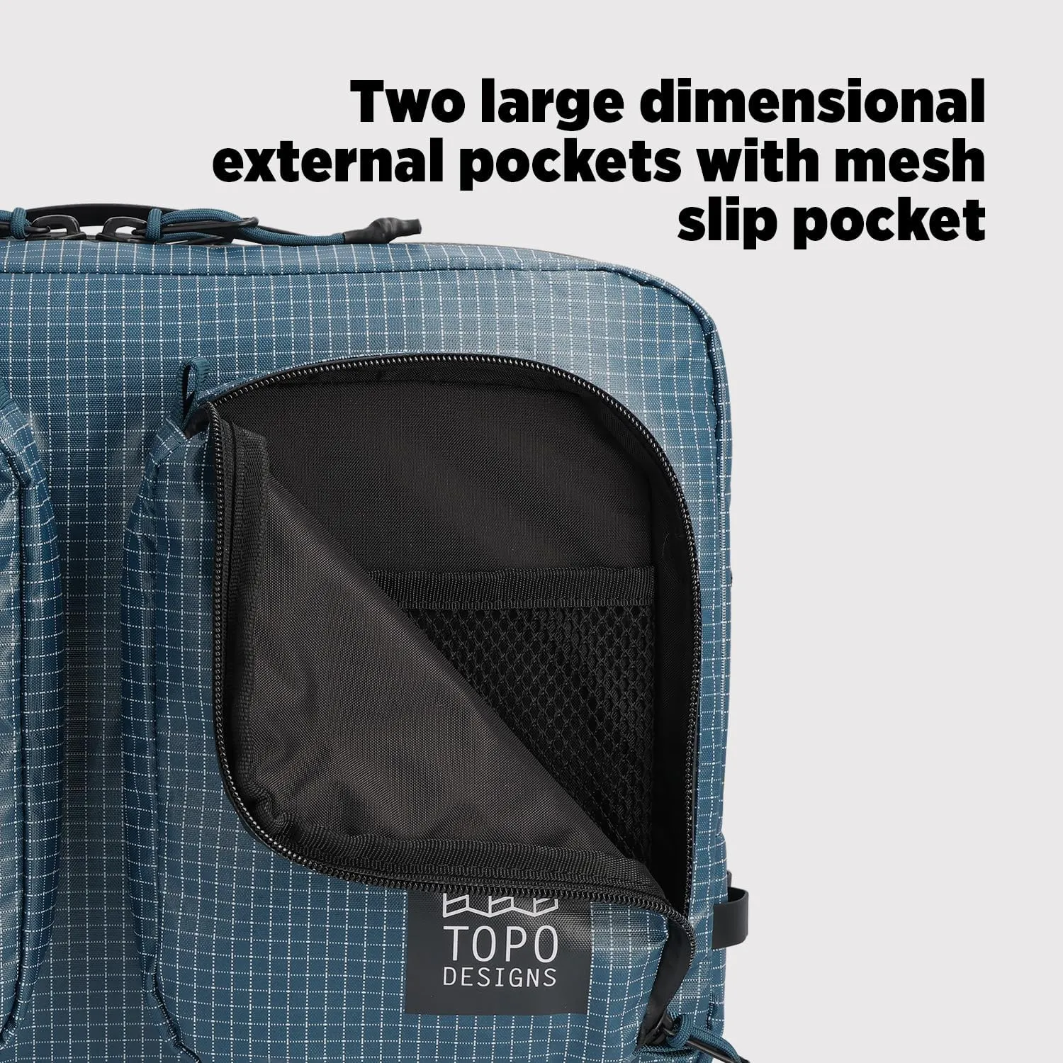 Topo Designs Apex Global Briefcase  Nylon Ripstop Fabric, Weatherproof Commuting Travel Pack with Oversized Zips, Made with 100% Recycled Materials (Black)
