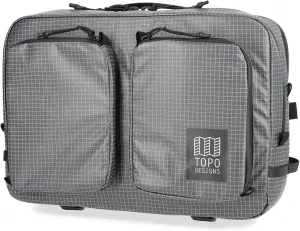 Topo Designs Apex Global Briefcase  Nylon Ripstop Fabric, Weatherproof Commuting Travel Pack with Oversized Zips, Made with 100% Recycled Materials (Black)