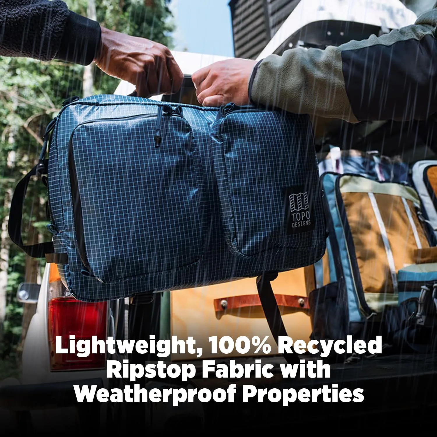 Topo Designs Apex Global Briefcase  Nylon Ripstop Fabric, Weatherproof Commuting Travel Pack with Oversized Zips, Made with 100% Recycled Materials (Black)