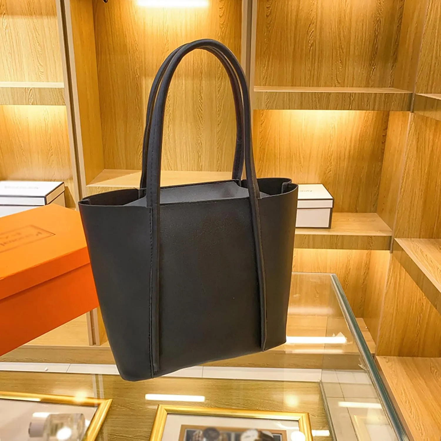Tote Bag For Women Elegant Leather Solid Color Shoulder Bag Zipper Plus Large Bag Hand Bag For Travel Essential X